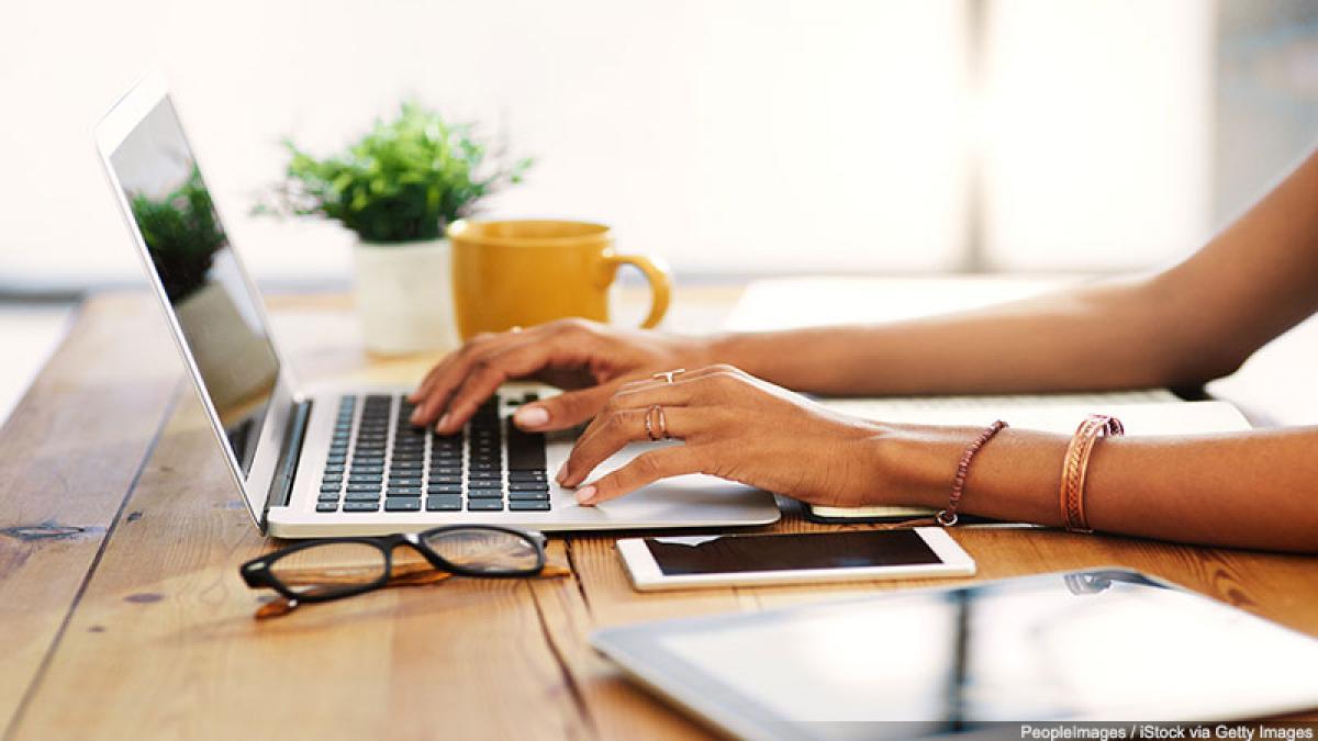 Woman using a laptop